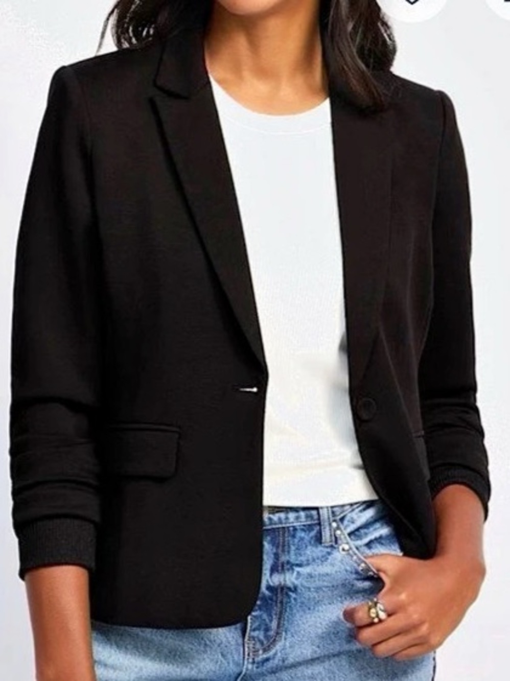 Skies Are Blue Knit Blazer with Rib Trim Sleeve Black Knit Blazer Like New